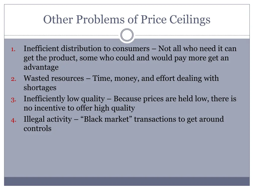 other problems of price ceilings