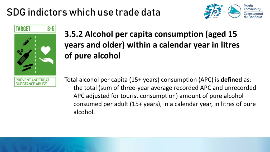 sdg indictors which use trade data