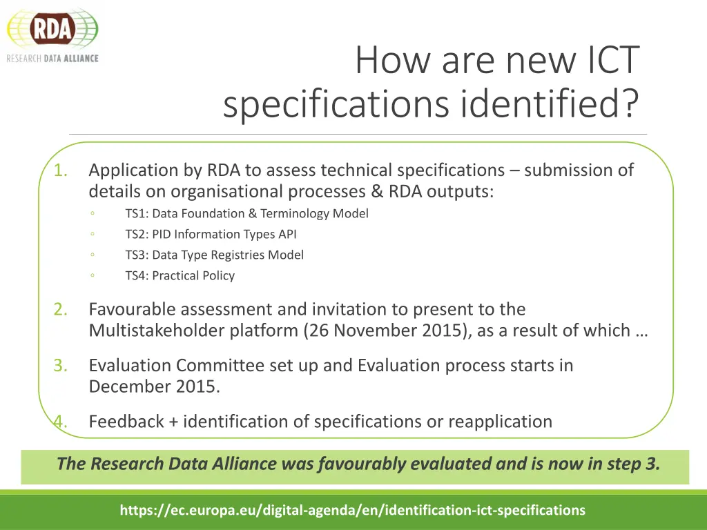 how are new ict specifications identified