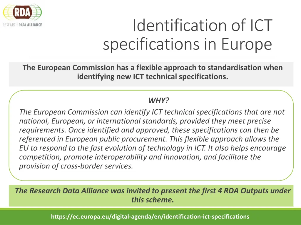 identification of ict specifications in europe