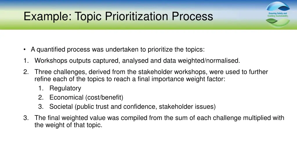 example topic prioritization process