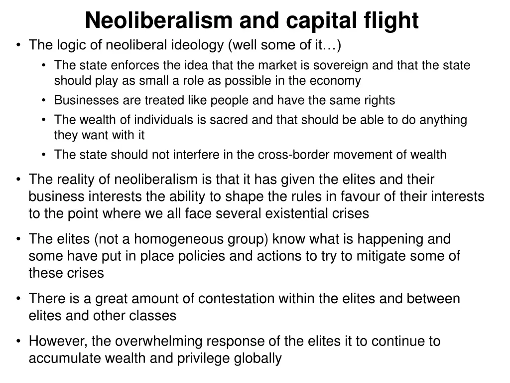 neoliberalism and capital flight the logic