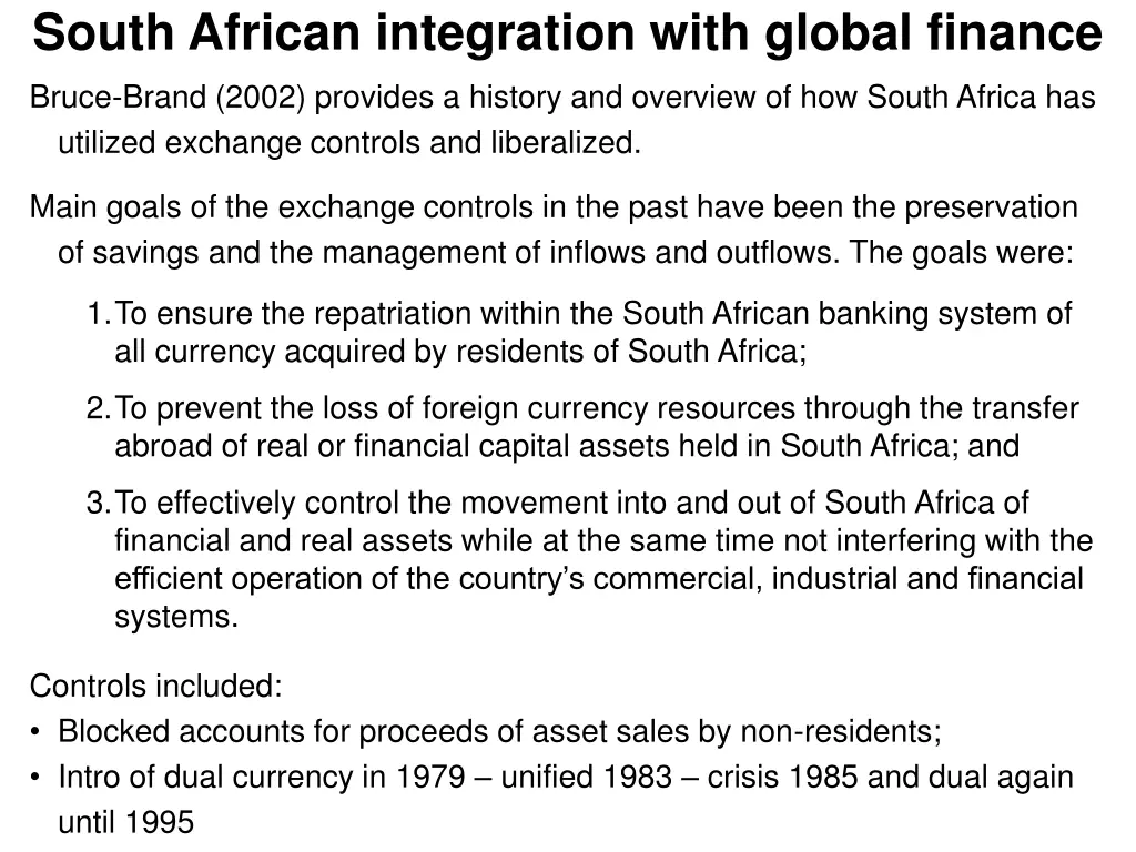 south african integration with global finance