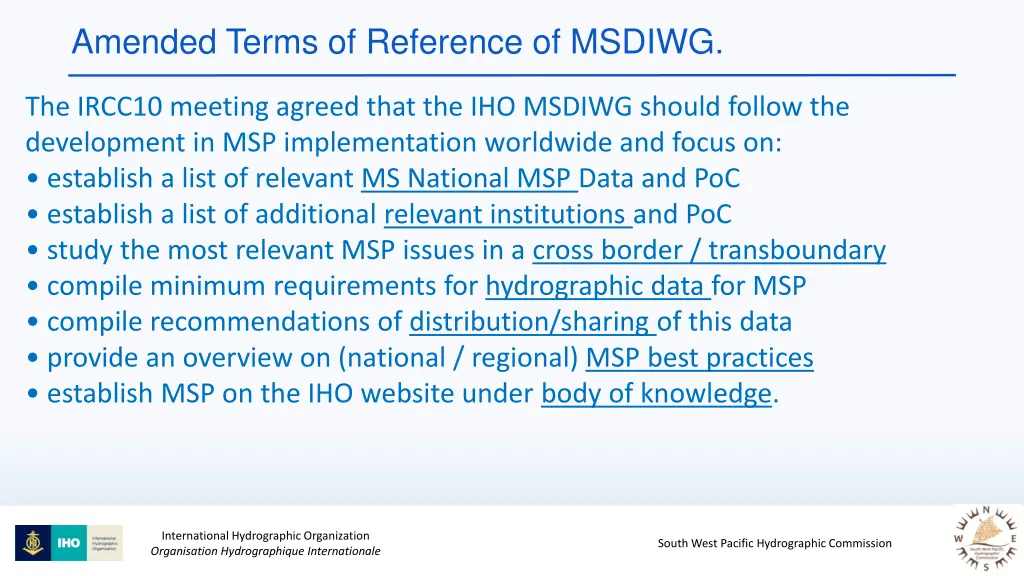 amended terms of reference of msdiwg