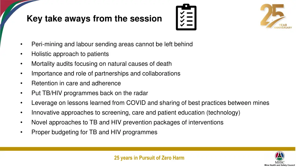 key take aways from the session