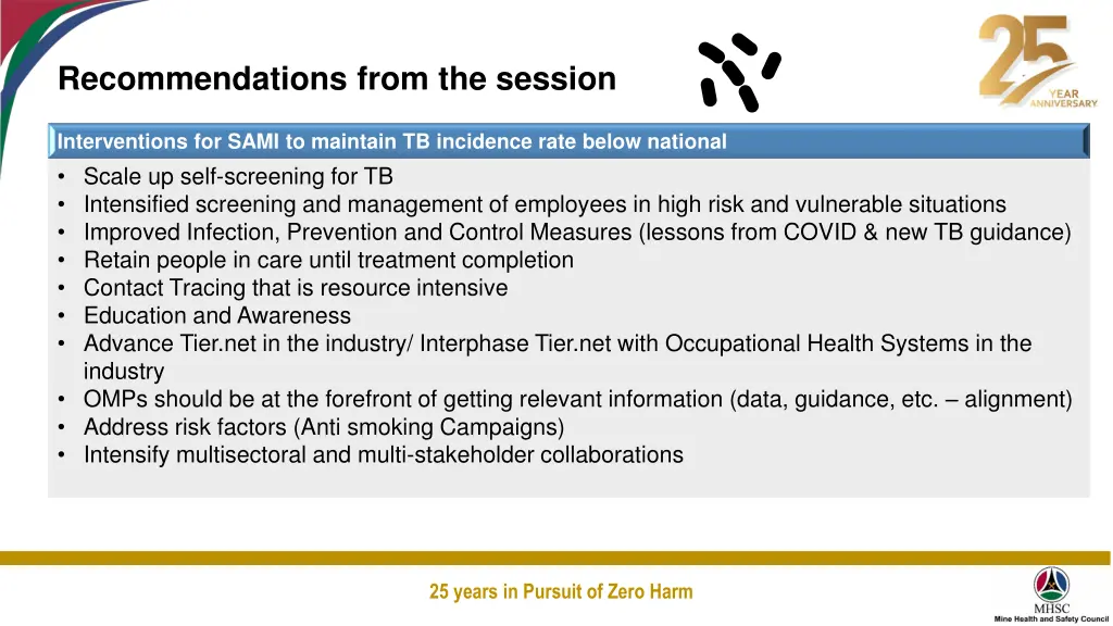 recommendations from the session 1