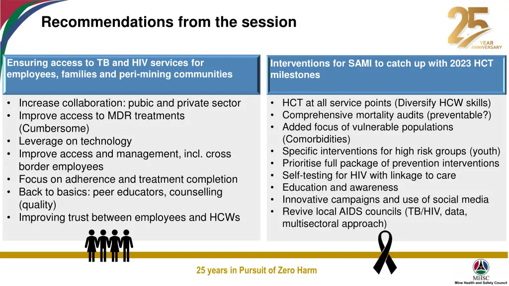 recommendations from the session