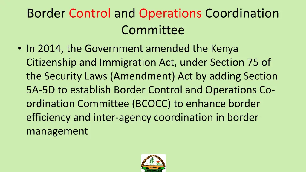border control and operations coordination