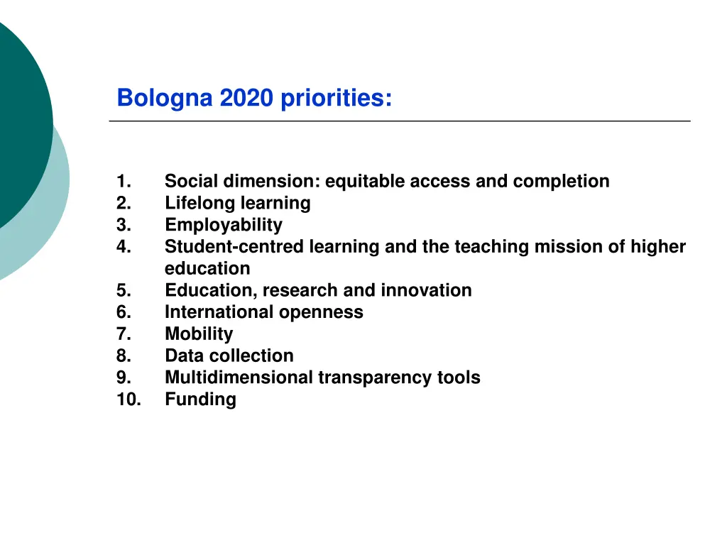 bologna 2020 priorities