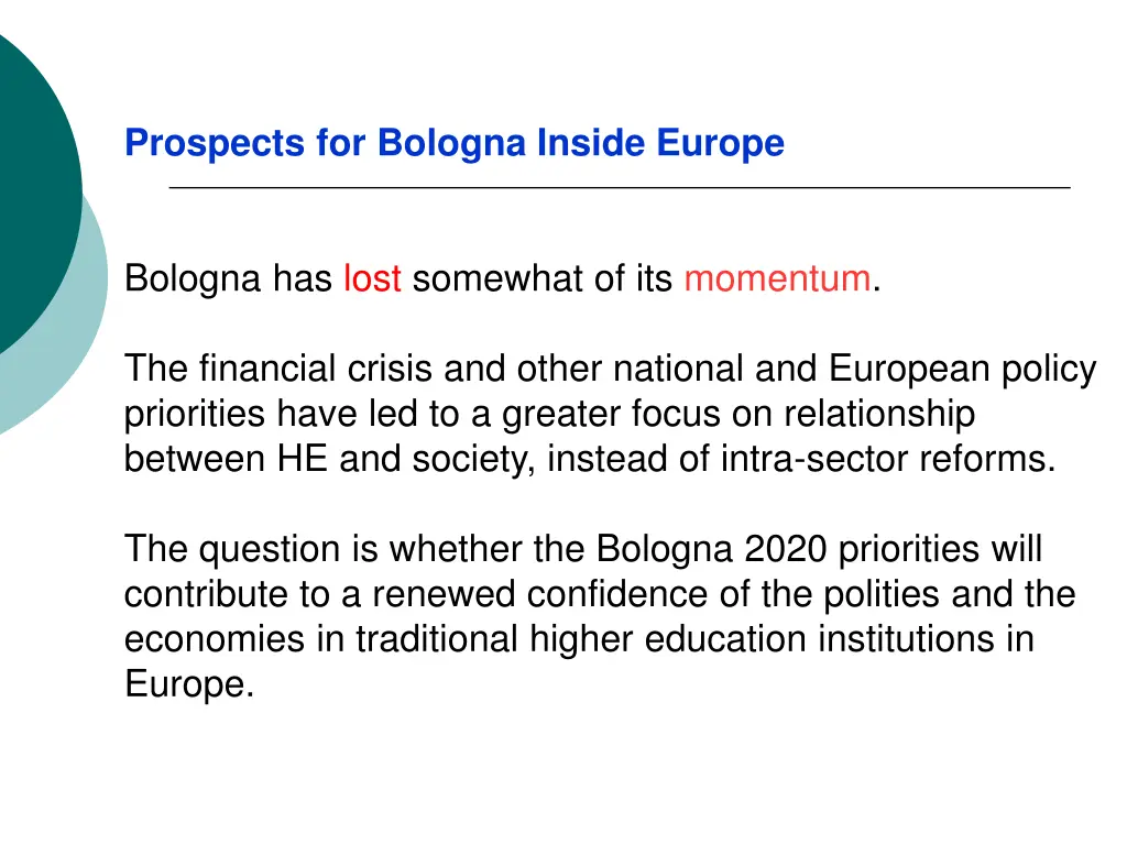 prospects for bologna inside europe