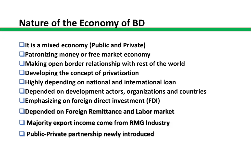 nature of the economy of bd