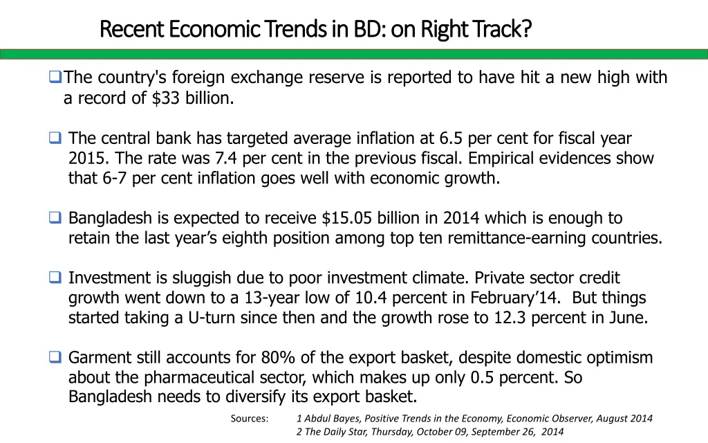 recent economic trends in bd on right track