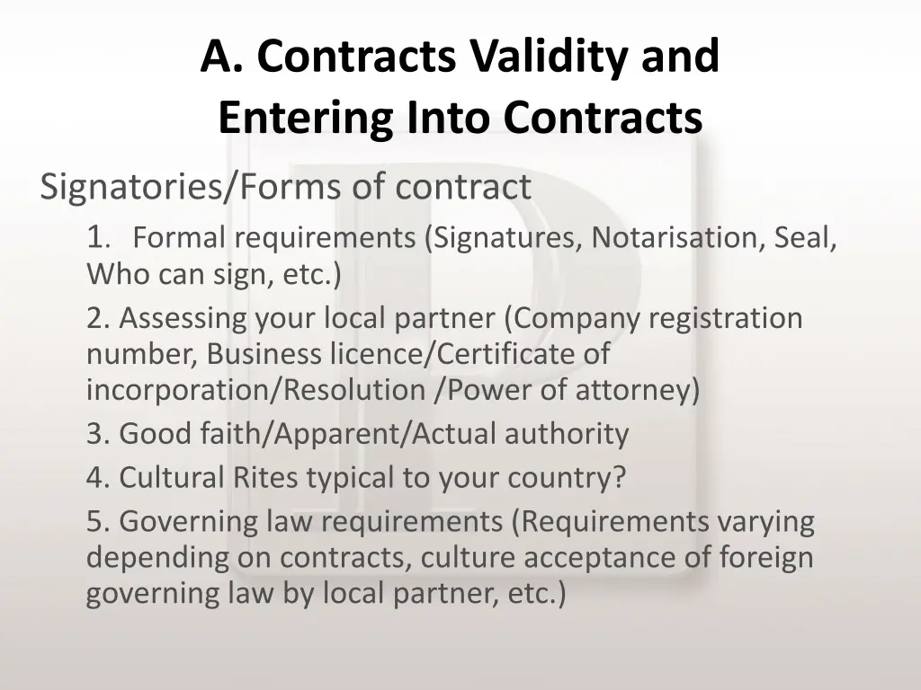 a contracts validity and entering into contracts