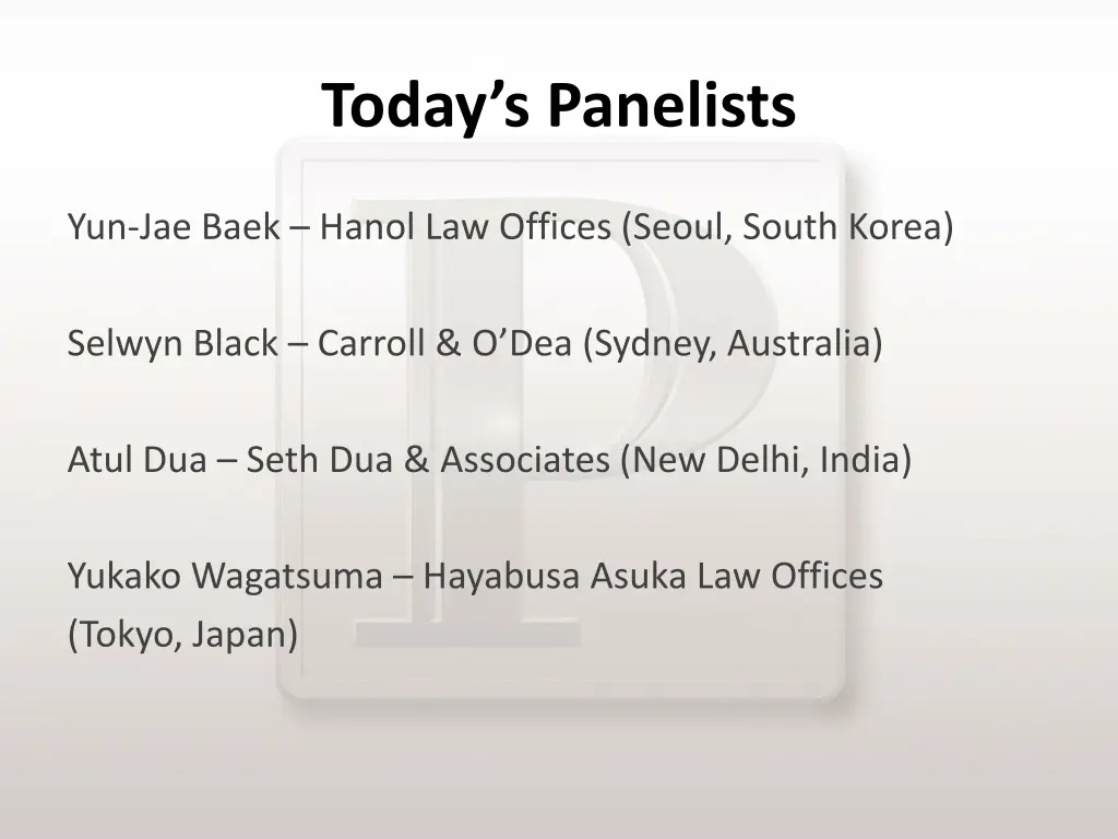 today s panelists