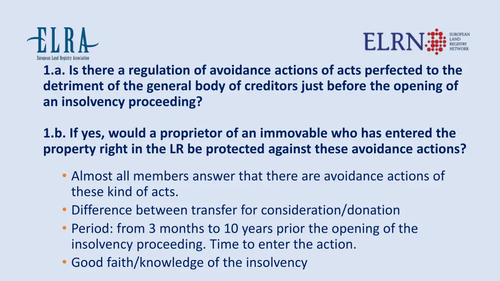 1 a is there a regulation of avoidance actions