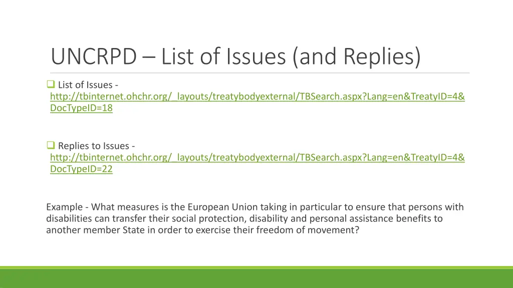 uncrpd list of issues and replies
