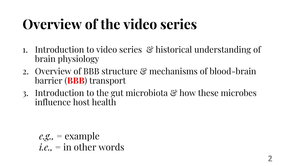 overview of the video series