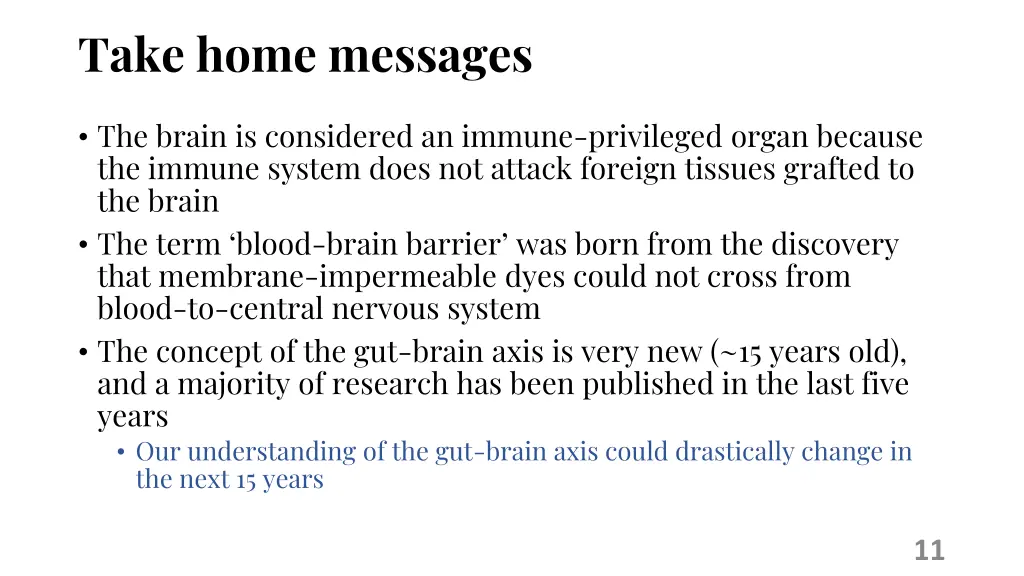 take home messages
