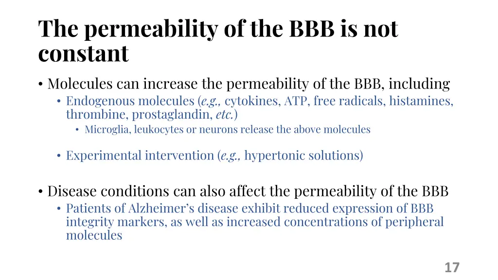 the permeability of the bbb is not constant