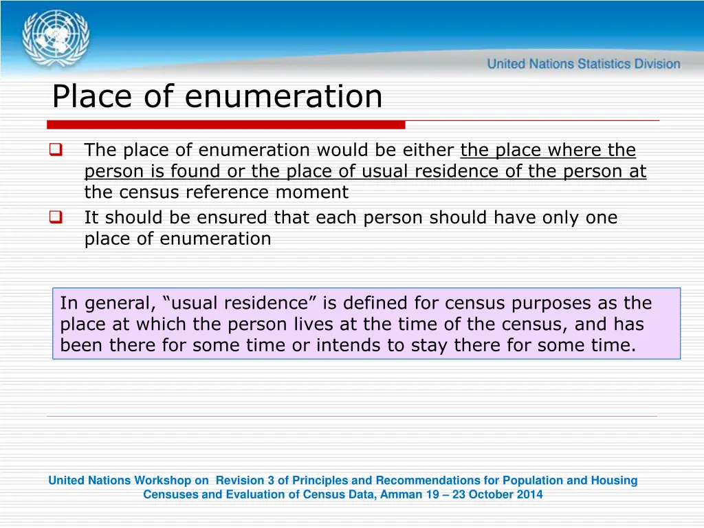 place of enumeration