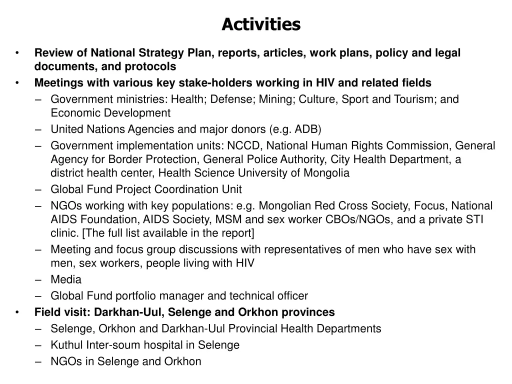 activities