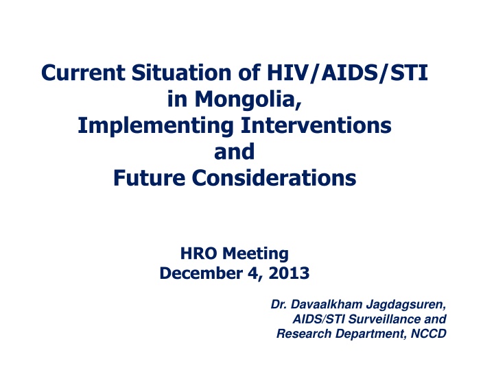 current situation of hiv aids sti in mongolia