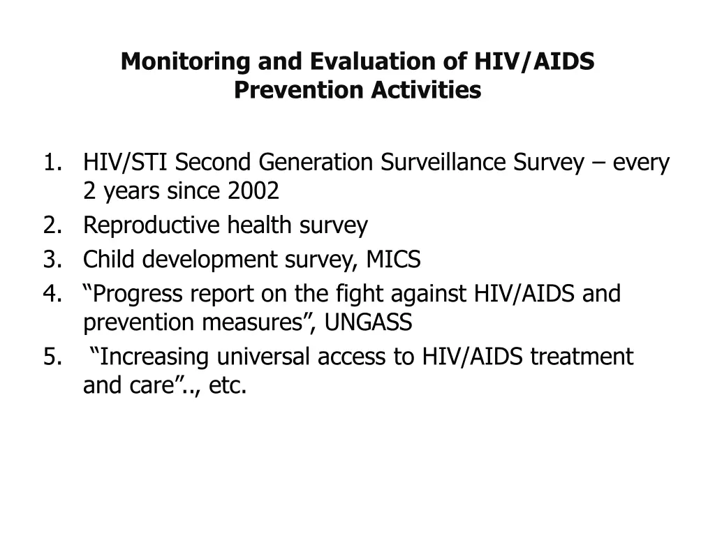monitoring and evaluation of hiv aids prevention
