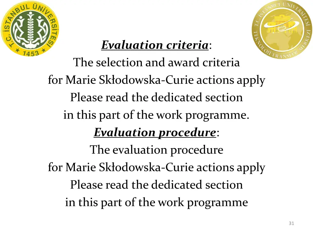 evaluation criteria the selection and award