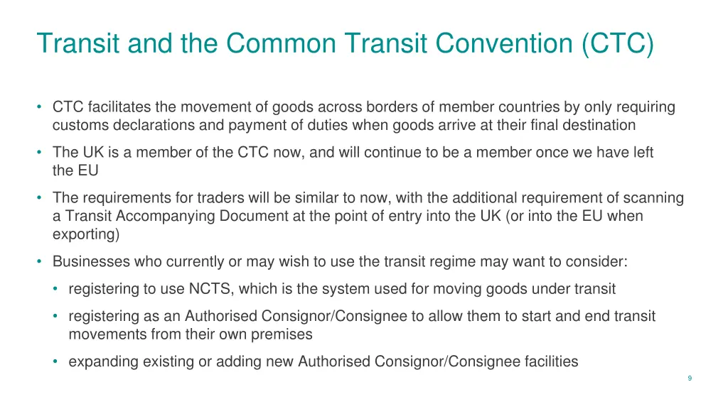 transit and the common transit convention ctc