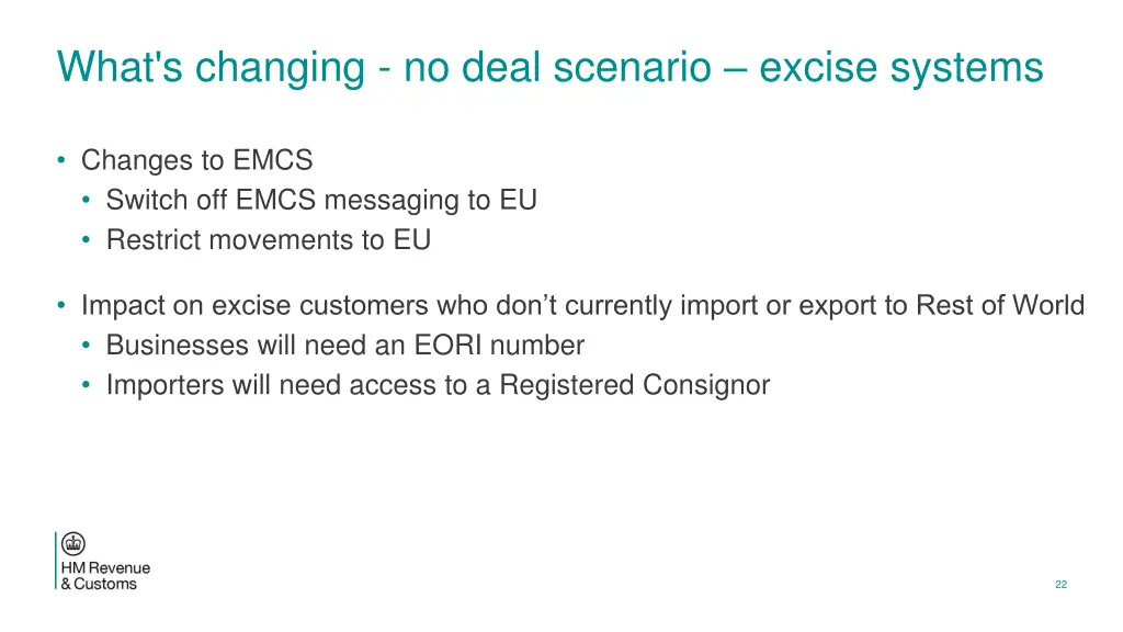 what s changing no deal scenario excise systems