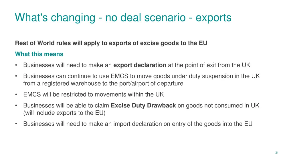 what s changing no deal scenario exports