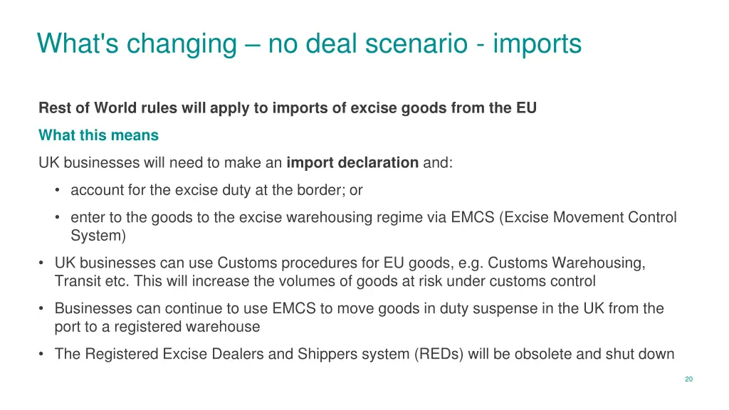 what s changing no deal scenario imports