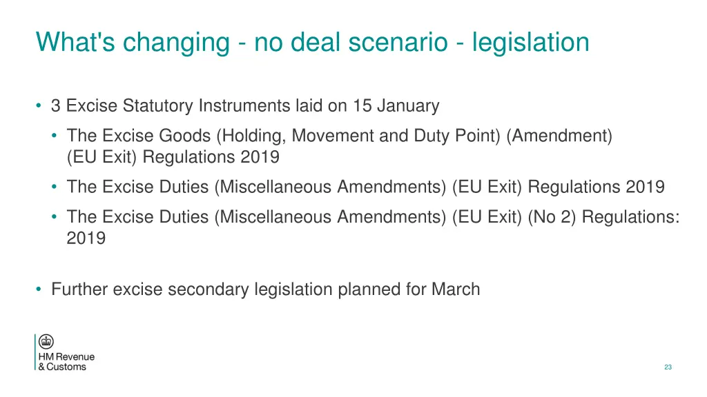 what s changing no deal scenario legislation