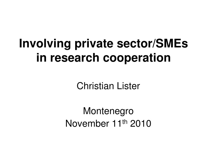involving private sector smes in research