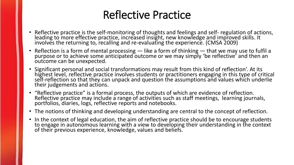 reflective practice reflective practice