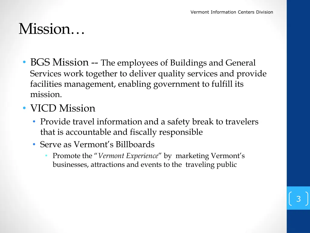 vermont information centers division 1