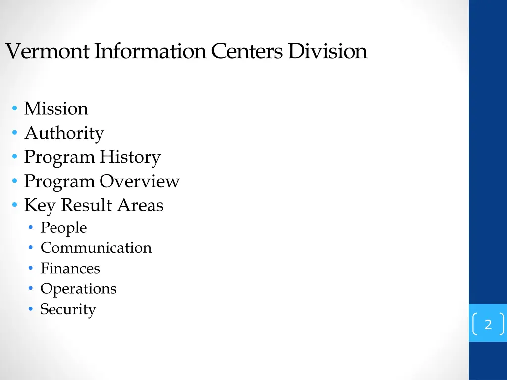 vermont information centers division