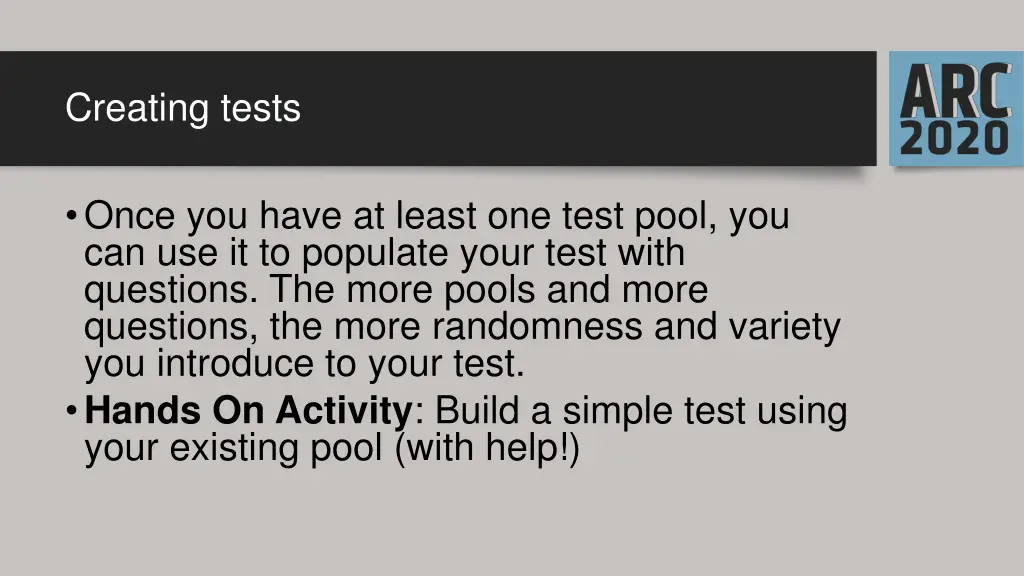 creating tests