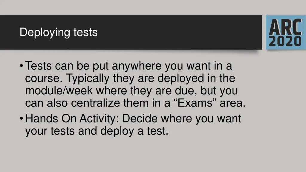 deploying tests