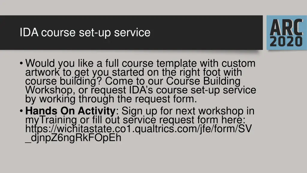 ida course set up service