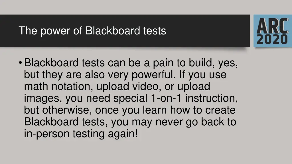 the power of blackboard tests