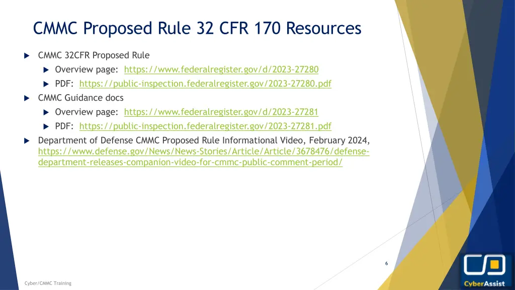 cmmc proposed rule 32 cfr 170 resources