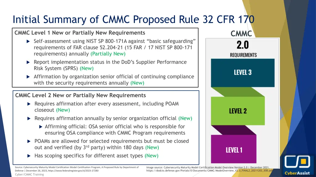 initial summary of cmmc proposed rule 32 cfr 170