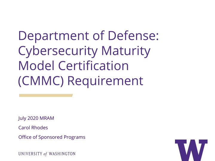 department of defense cybersecurity maturity