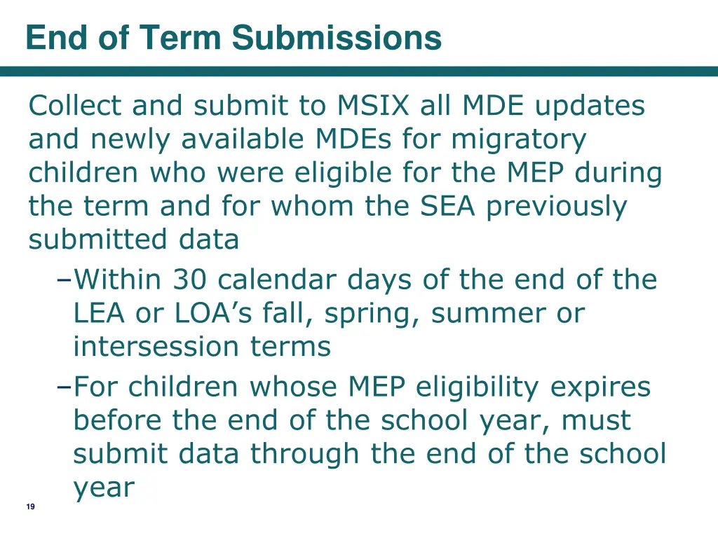 end of term submissions