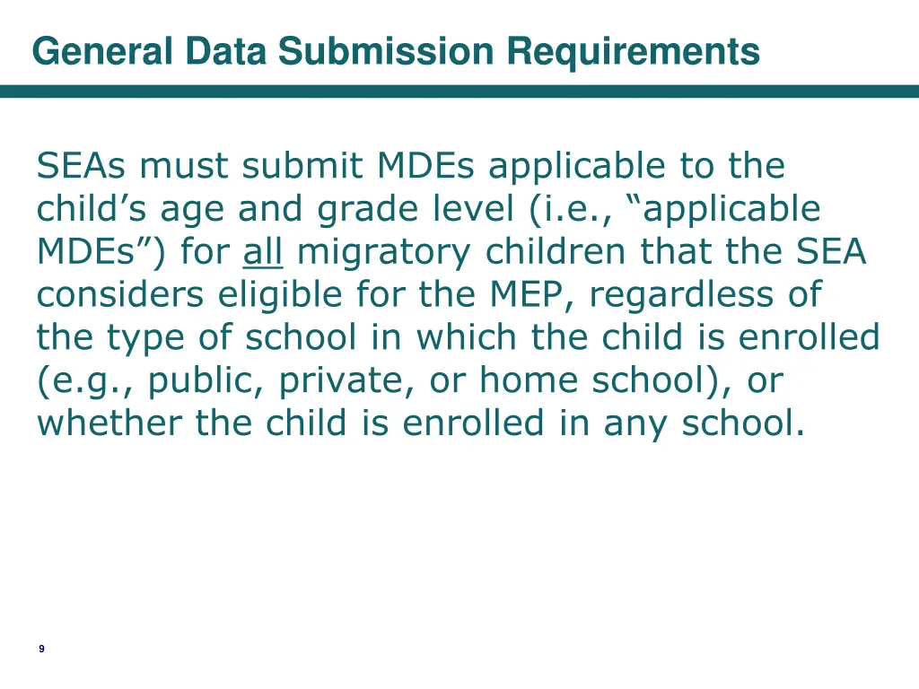 general data submission requirements