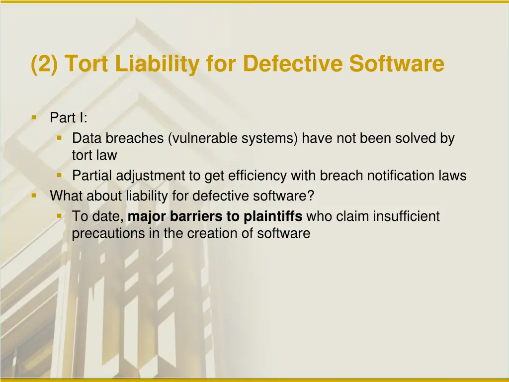 2 tort liability for defective software
