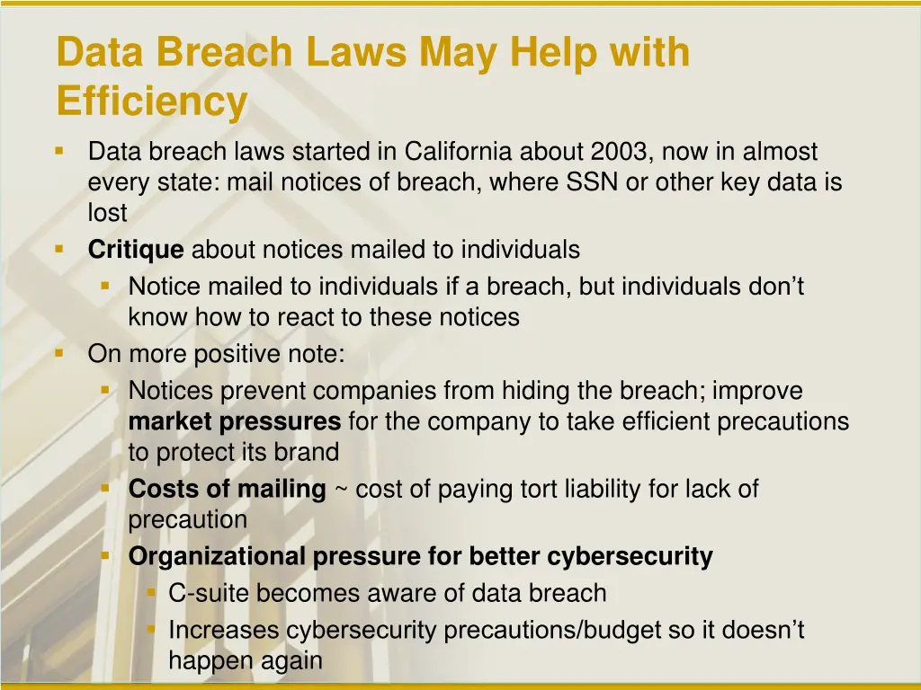 data breach laws may help with efficiency data