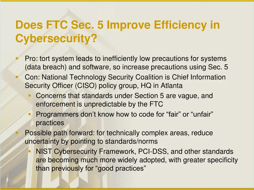 does ftc sec 5 improve efficiency in cybersecurity