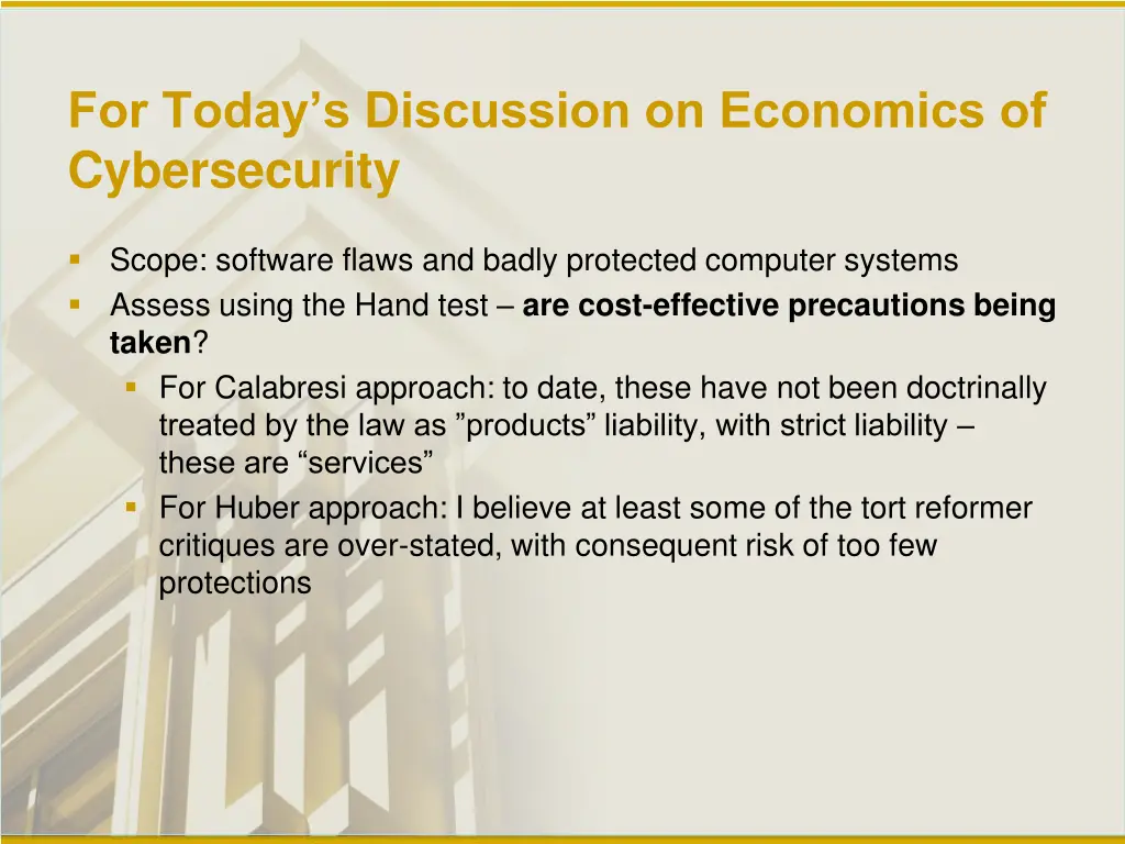 for today s discussion on economics